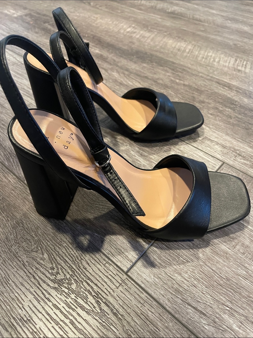 a new day Black Slingback Block Heel Sandals size 6.5